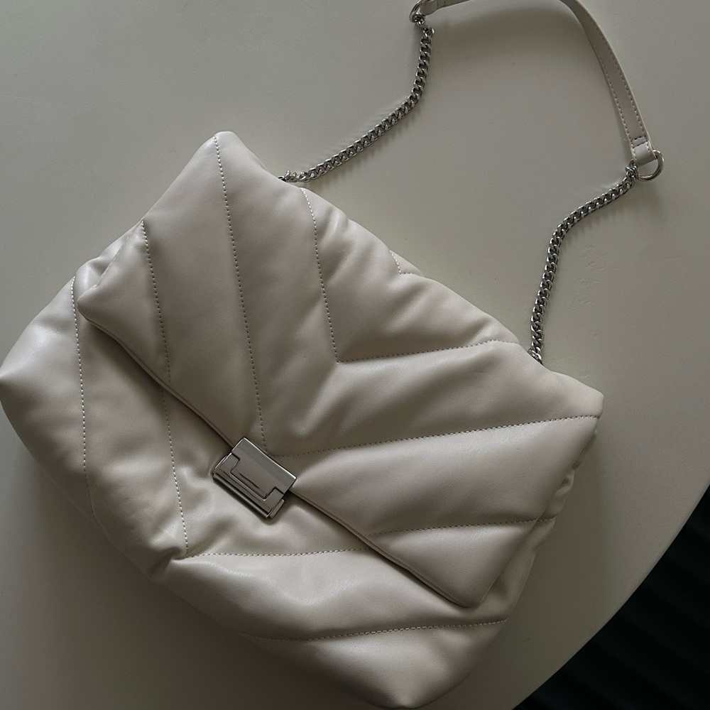 Off White Quilted Double Flap Bag
